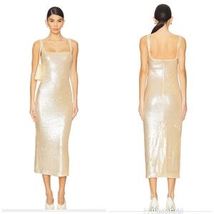 L’ Academie by Marianna Ceci Sequin Midi Dress in Blush Nude New with Tags!